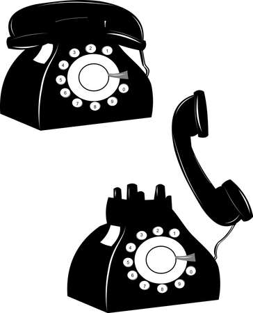 rotary telephone on hook and off over whiteのイラスト素材