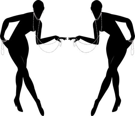dancers in black dripping with pearls のイラスト素材