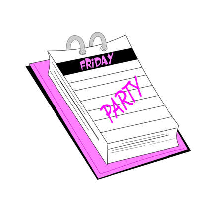notepad with reminder for friday night partyの写真素材