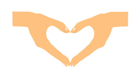 womans hands forming a heart over white のイラスト素材