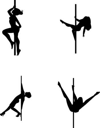 pole dancing in silhouetteのイラスト素材