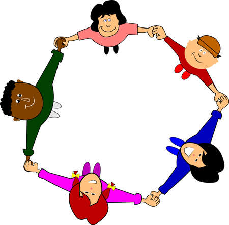 unity concept with children holding hands のイラスト素材