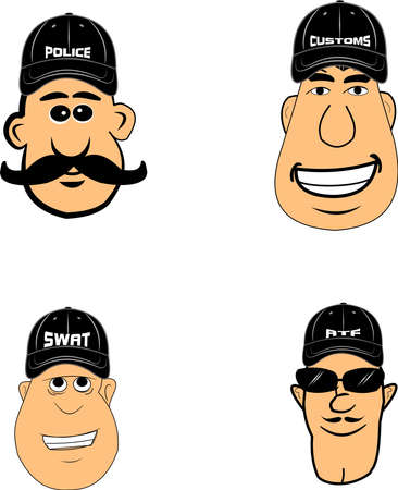 law enforcement officers in ball caps のイラスト素材