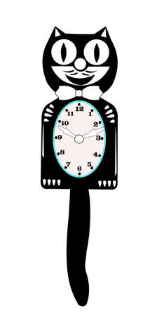retro cat clock のイラスト素材
