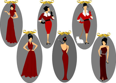 ladies in red fashion set のイラスト素材