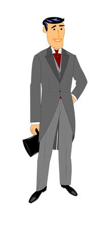 retro man in tuxedo and tails with top hat のイラスト素材