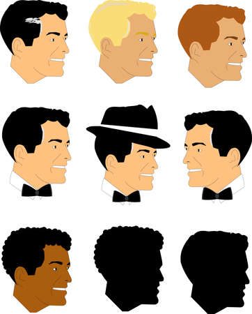 male faces from fifties setのイラスト素材