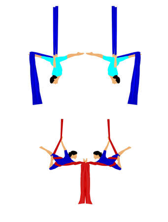 aerial silk dancers のイラスト素材