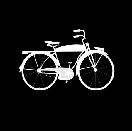 bicycle in white over black background のイラスト素材