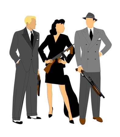 gangsters in action のイラスト素材