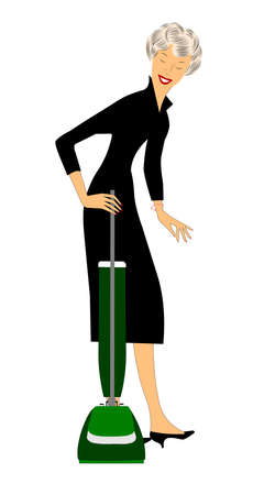 lady vacuuming のイラスト素材