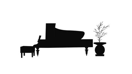 baby grand piano silhouette のイラスト素材