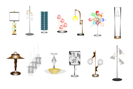 retro household lamps set のイラスト素材