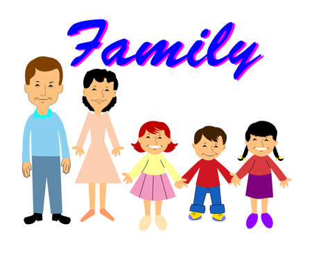 family grouping in retro styleのイラスト素材