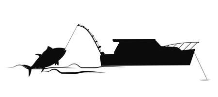 tuna fishing silhouetteのイラスト素材