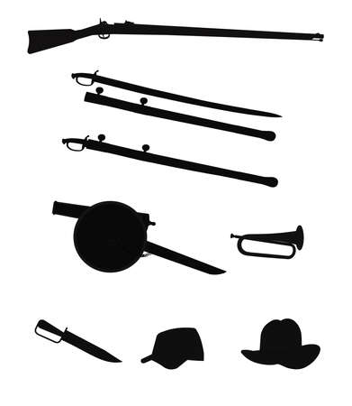 civil war objects in silhouetteのイラスト素材