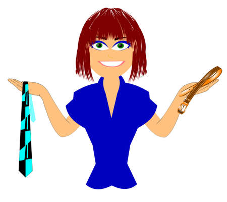 happy fathers day with woman trying to make a decision のイラスト素材