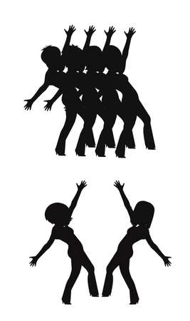 dancers in sync in silhouette のイラスト素材