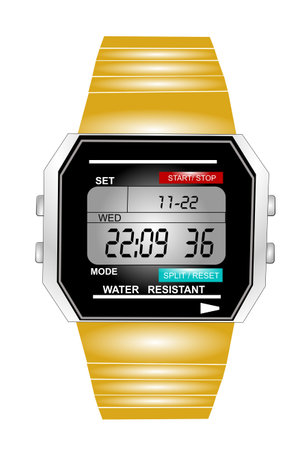 retro mans watch in military time format のイラスト素材