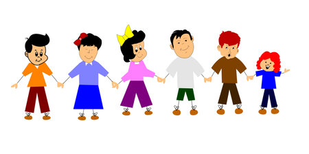 happy stick kids のイラスト素材