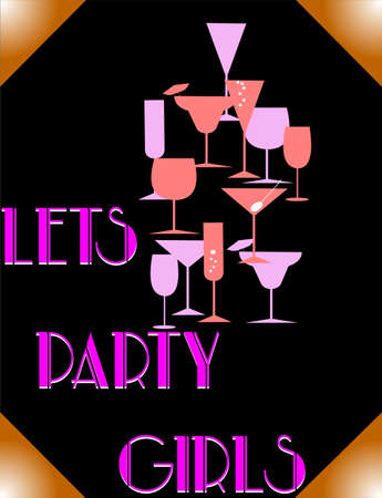 lets party girls concept のイラスト素材