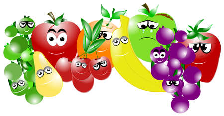 fruit with expressions and apple crying cause of bruise の写真素材