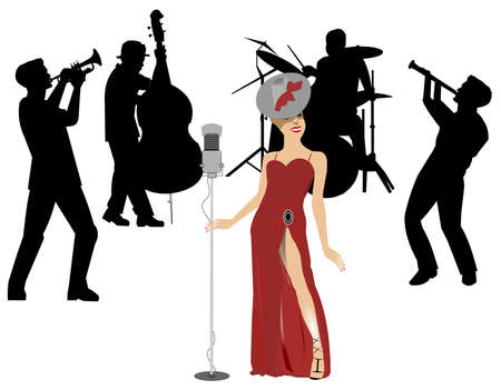 female blues singer with band のイラスト素材