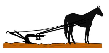 horse and plow の写真素材