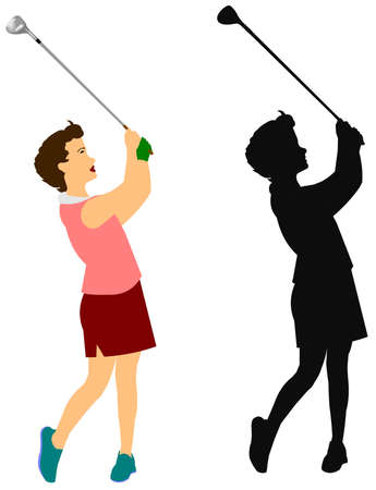 female golfer with driverの写真素材