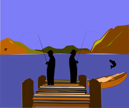 couple of good old boys fishingの写真素材