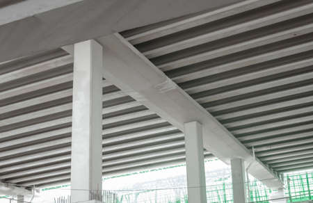 View of the concrete columns and bridge constructionの写真素材
