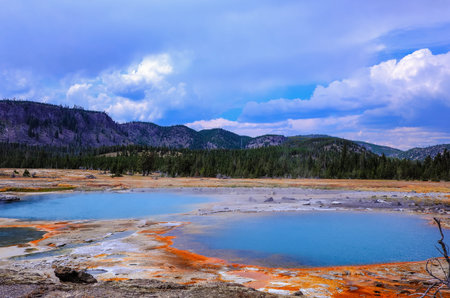 Geyser in Yellowstone National Park, USAの写真素材