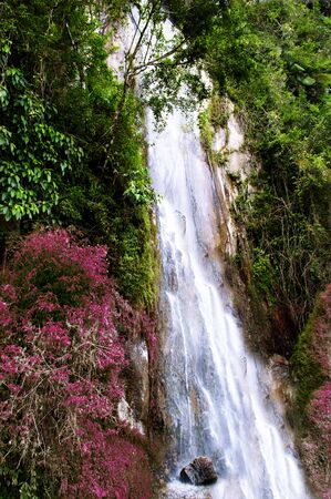 Waterfall near Tomok village. Samosir Island, Lake Toba, North Sumatra, Indonesia.の写真素材
