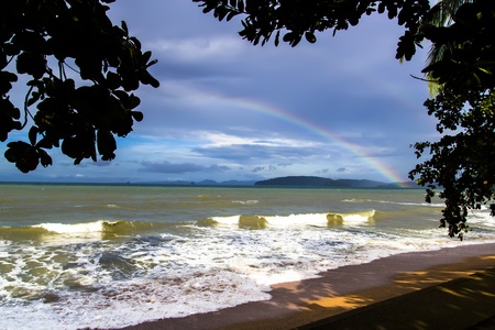 Rainbow Over Ao Nang Beach. Krabi Province. Thailand, Muang.の写真素材