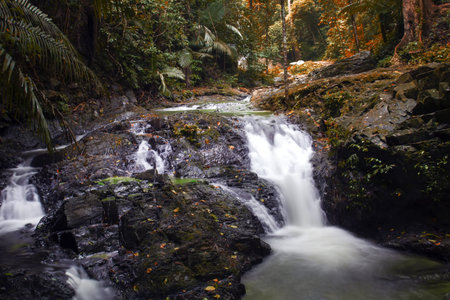 Huai To Waterfall in Khao Phanom Bencha National park. The lower threshold of waterfall.