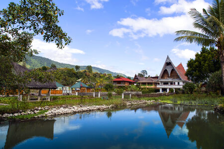 Batak Style House on Samosir Island. Lake Toba, North Sumatra, Indonesia.の写真素材