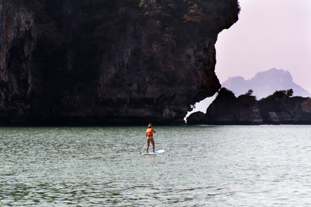 On Board in Krabi Province. EDITORIAL Thailand, Krabi 12.02.2015の写真素材