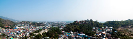 Left side - Tachileik, right - Mae Sai. Border Crossing Between Thailand and Myanmar.