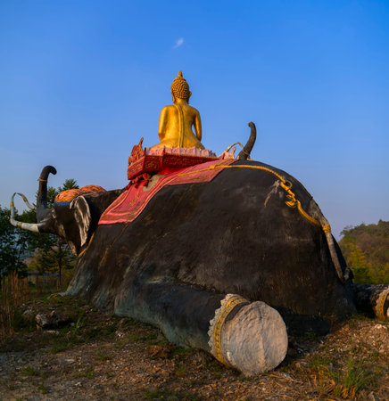 Three Headed Elephant near Chiang Rai Cityの写真素材
