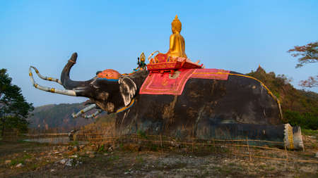 Three Headed Elephant near Chiang Rai Cityの写真素材
