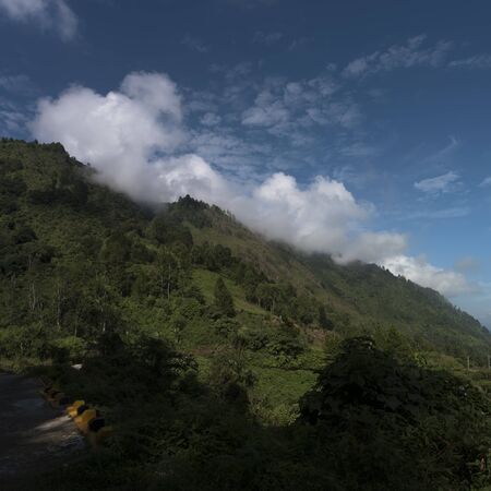 Samosir Island in Lake Toba, North Sumatra Indonesia Sky Clouds Hillsの写真素材