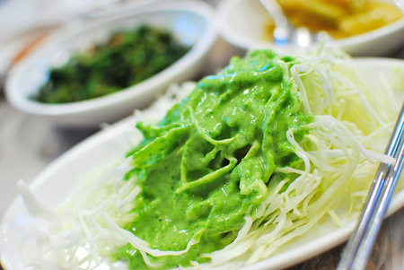 Traditional Korean salad with dressingの写真素材