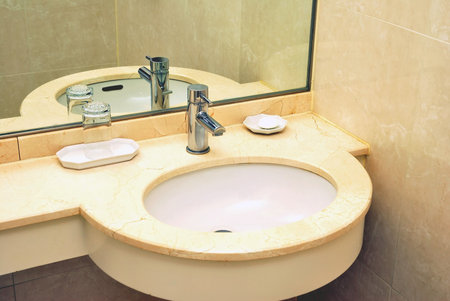 Wash basin of a luxurious, high class hotelの写真素材