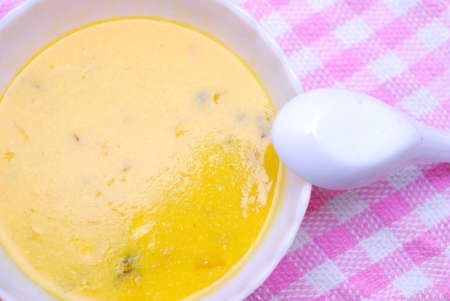 Sumptuous, home cooked Chinese vegetarian appetizer. Ingredients include corn, mushrooms, and pumpkin. Suitable for food and beverage, travel, healthy lifestyle, and diet and nutrition.の写真素材