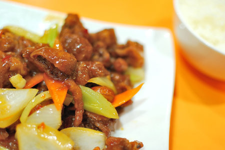 Sumptuous looking Chinese vegetarian mock meat made from fried mushrooms. Suitable for concepts such as diet and nutrition, healthy eating and healthy lifestyle, and food and beverage.の写真素材