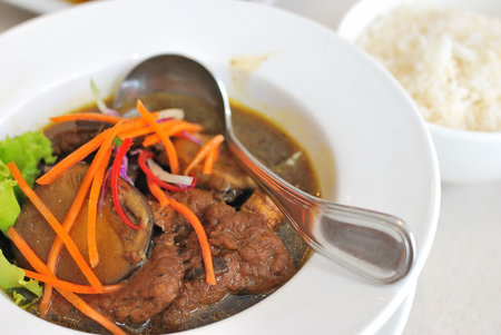 Sumptuous looking Chinese vegetarian mock chicken broth cooked with herbs and mushrooms. Suitable for concepts such as diet and nutrition, healthy lifestyle, and food and beverage.の写真素材
