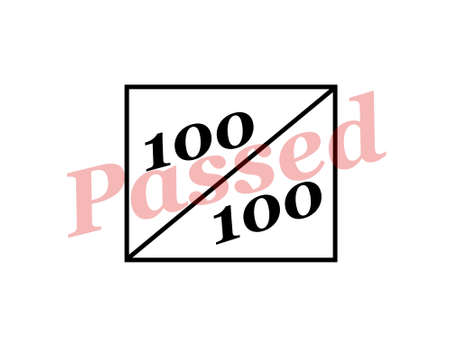 Passed with full marks sign. For various concepts such as education and examination, business and office, industry and laboratory, and quality control tests.の写真素材