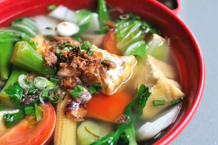 Sumptuous looking Chinese style vegetable soup. Suitable for concepts such as diet and nutrition, healthy eating and lifestyle, and food and beverage.の写真素材