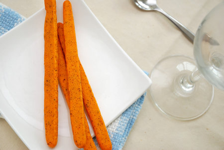 Healthy and nutritious tomato sticks for afternoon snack. Concepts such as food and beverage, diet...