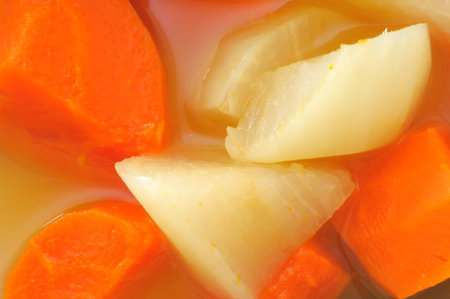 Closeup of soup ingredients in oriental style cuisine. Suitable for concepts such as diet and nutrition, healthy lifestyle, and food and beverage.の写真素材